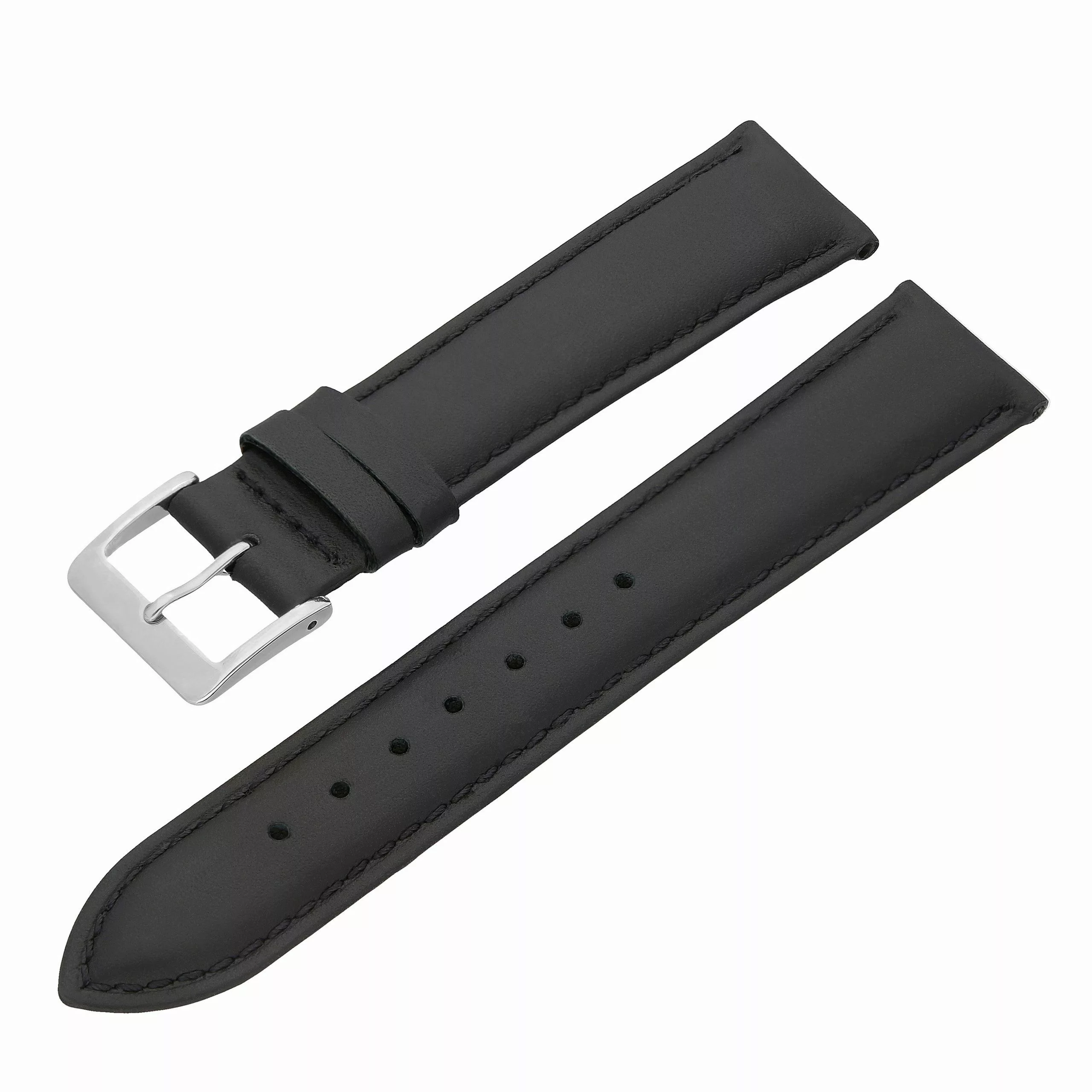 MARCHEL Uhrenarmband LLB-10 Schwarz, Hochwertiges Kalbsleder günstig online kaufen