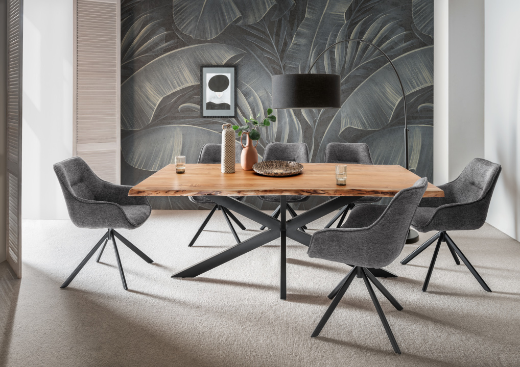 Indoormöbelset Diningsessel San Carlo Dark Grey & Tisch Catania Gestell Cro günstig online kaufen