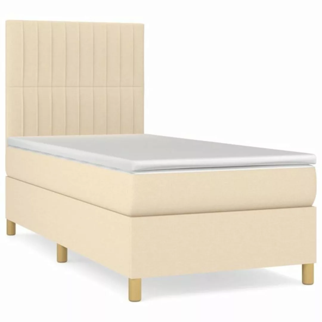 vidaXL Bettgestell Boxspringbett mit Matratze Creme 90x200 cm Stoff Bett Be günstig online kaufen