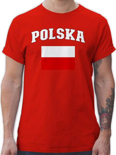 Shirtracer T-Shirt Polska Schriftzug mit Flagge, Polen, Poland, Polnisch 20 günstig online kaufen