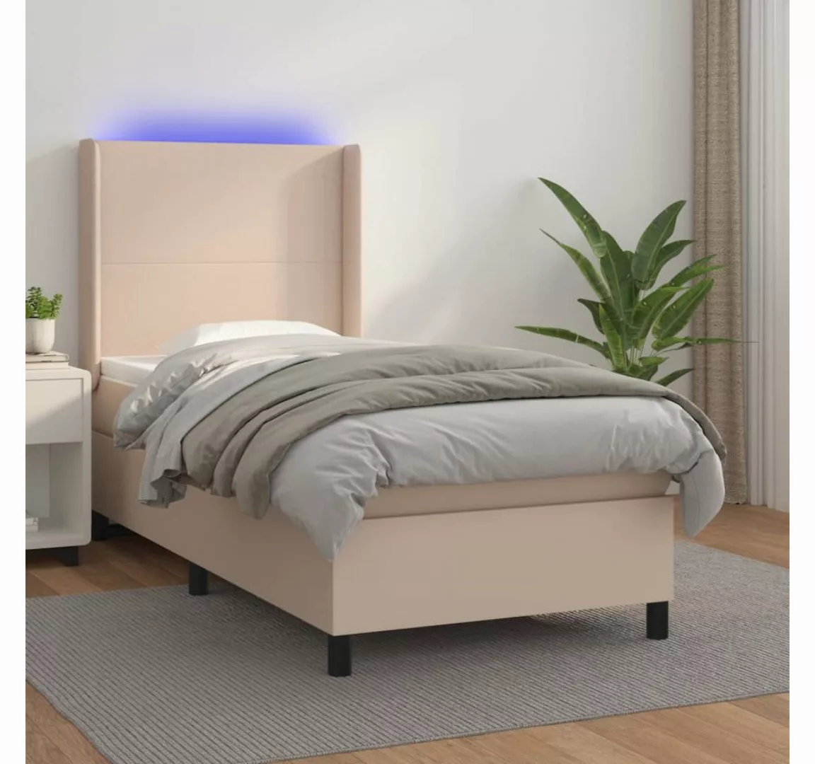 vidaXL Boxspringbett Boxspringbett mit Matratze und LED Kunstleder (90 x 20 günstig online kaufen