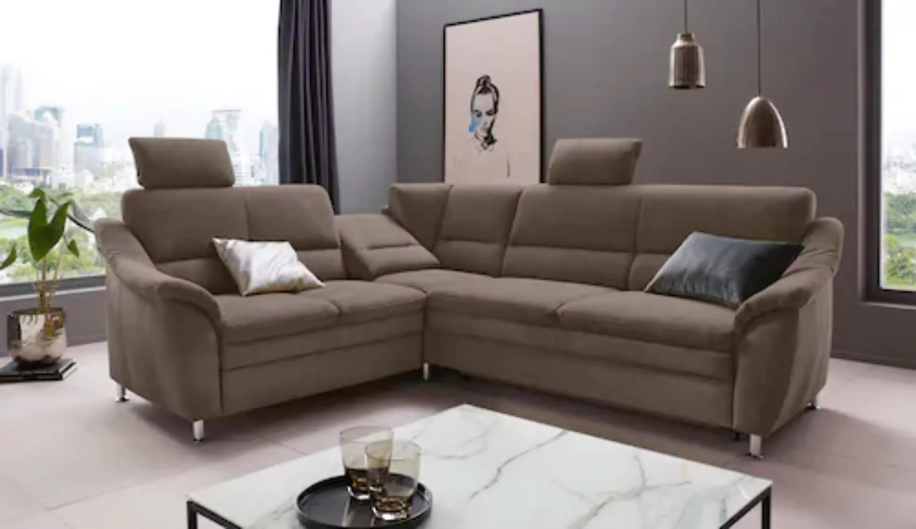 Places of Style Ecksofa »Cardoso L-Form«, Federkern, wahlweise mit Bett, Sc günstig online kaufen