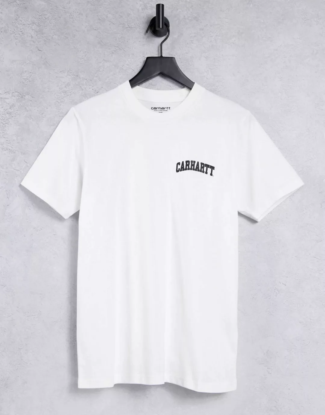 Carhartt WIP – University – Weißes T-Shirt mit Aufschrift günstig online kaufen