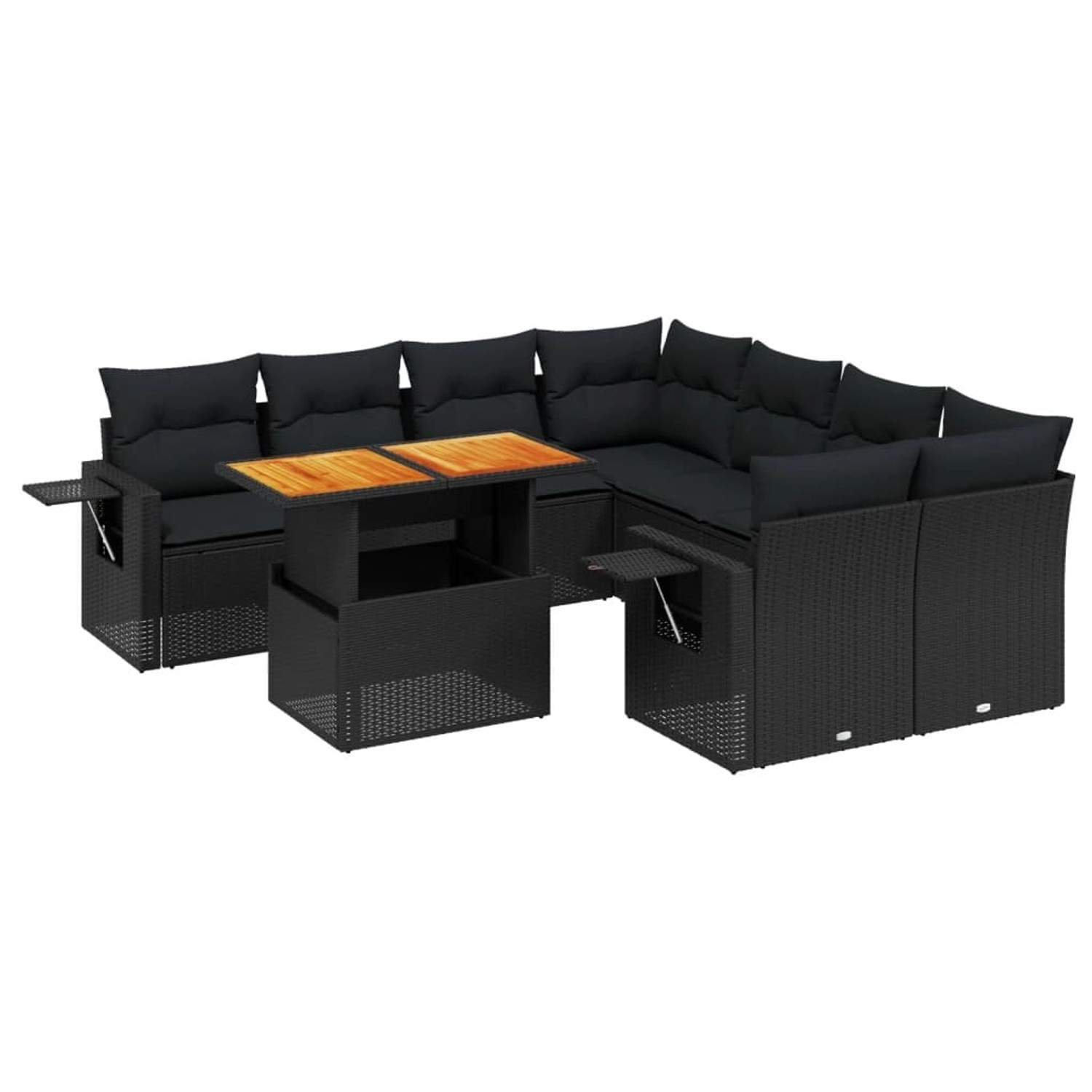 vidaXL 9-Tlg Garten-Sofagarnitur mit Kissen Schwarz Poly Rattan 3271678 günstig online kaufen