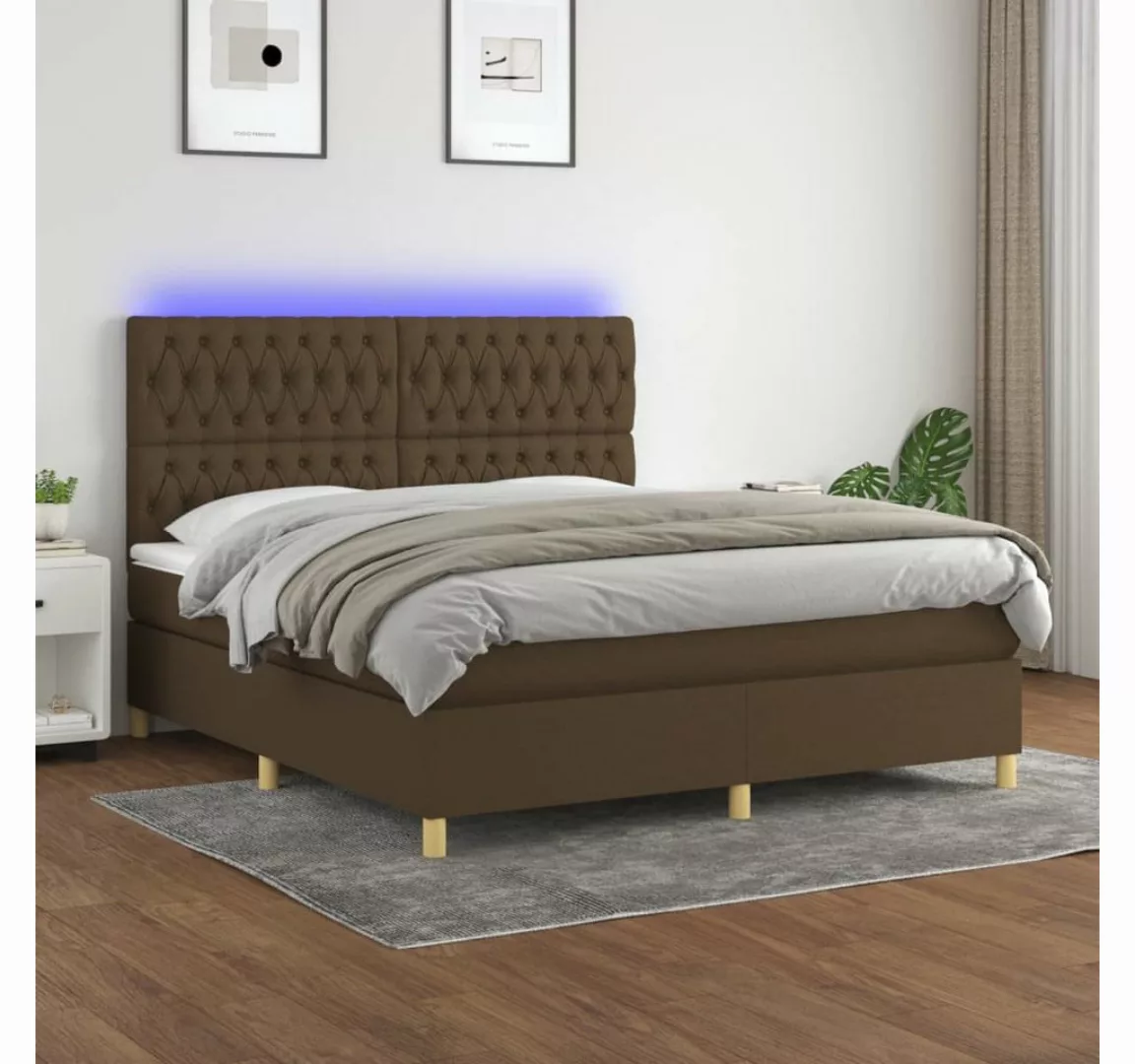 vidaXL Boxspringbett Boxspringbett mit Matratze LED Dunkelbraun 180x200 cm günstig online kaufen