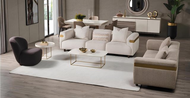 Xlmoebel Sofa Zeitgemäße Beige Wohnzimmergarnitur mit 4-Sitzer, 3-Sitzer un günstig online kaufen