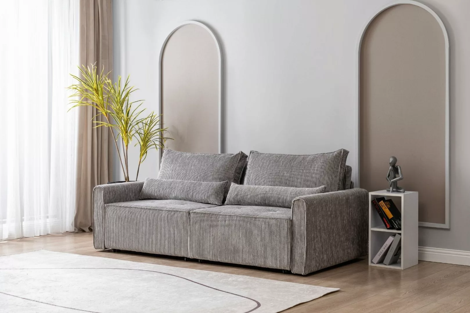 gowoll 3-Sitzer Schlafsofa mit Schlaffunktion 215x110cm mit Kissen Benissa, günstig online kaufen