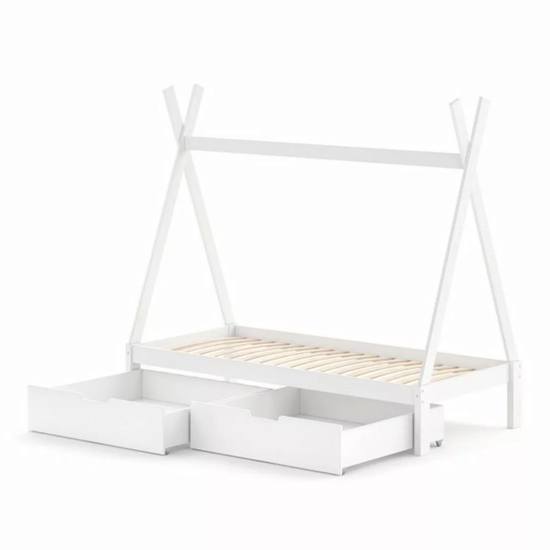 VitaliSpa® Kinderbett Tipi, Weiß, 90x200 cm Hoch mit 2 Schubladen günstig online kaufen