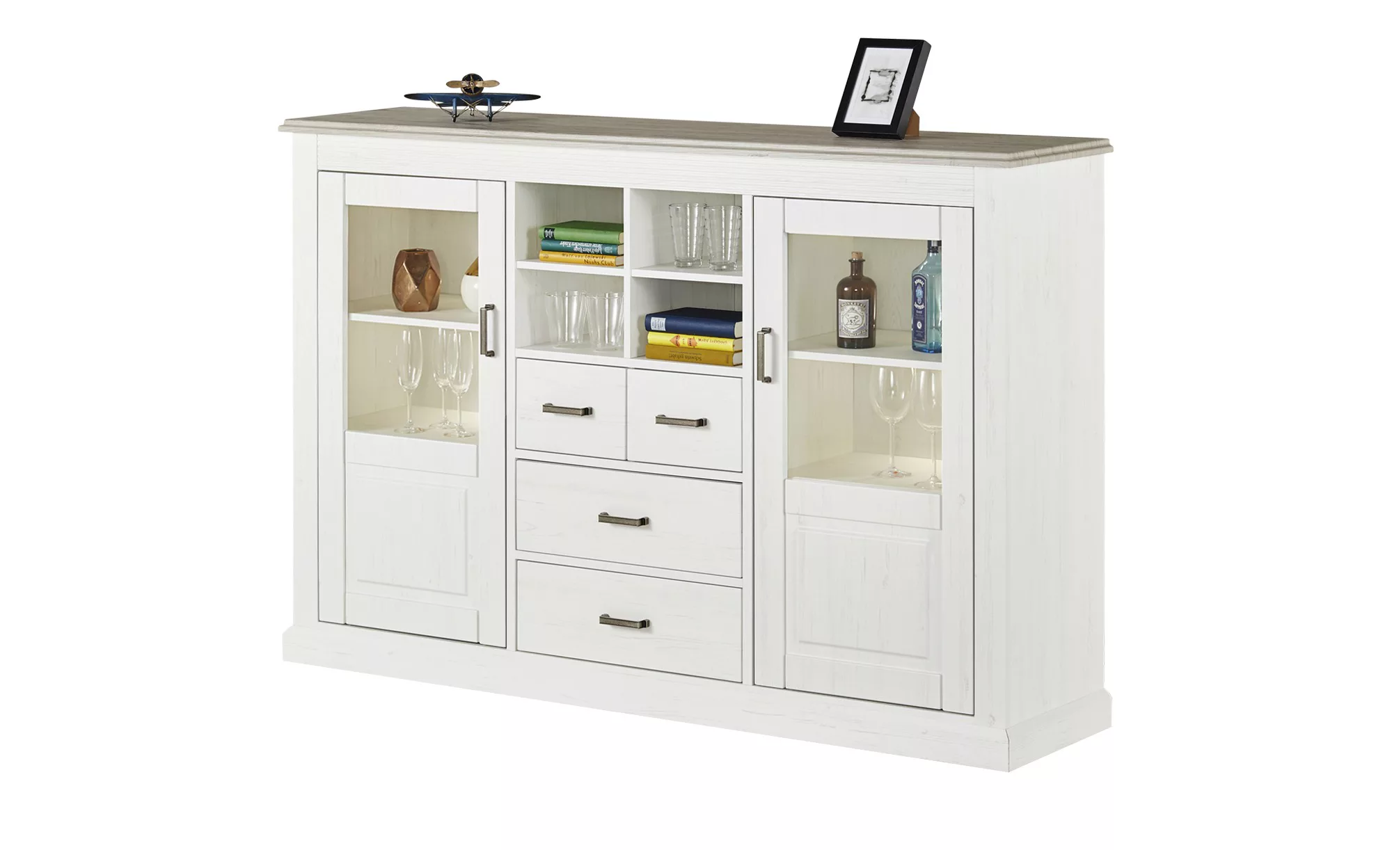 maison bleue Highboard   Peru ¦ weiß ¦ Maße (cm): B: 180 H: 120 T: 42 Kommo günstig online kaufen