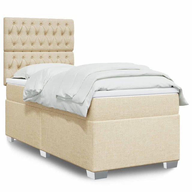 vidaXL Boxspringbett, Boxspringbett mit Matratze Creme 100x200 cm Stoff günstig online kaufen