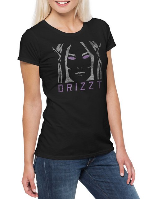 Urban Backwoods Print-Shirt Dark Elf Face Damen T-Shirt The Legend Drow Dri günstig online kaufen