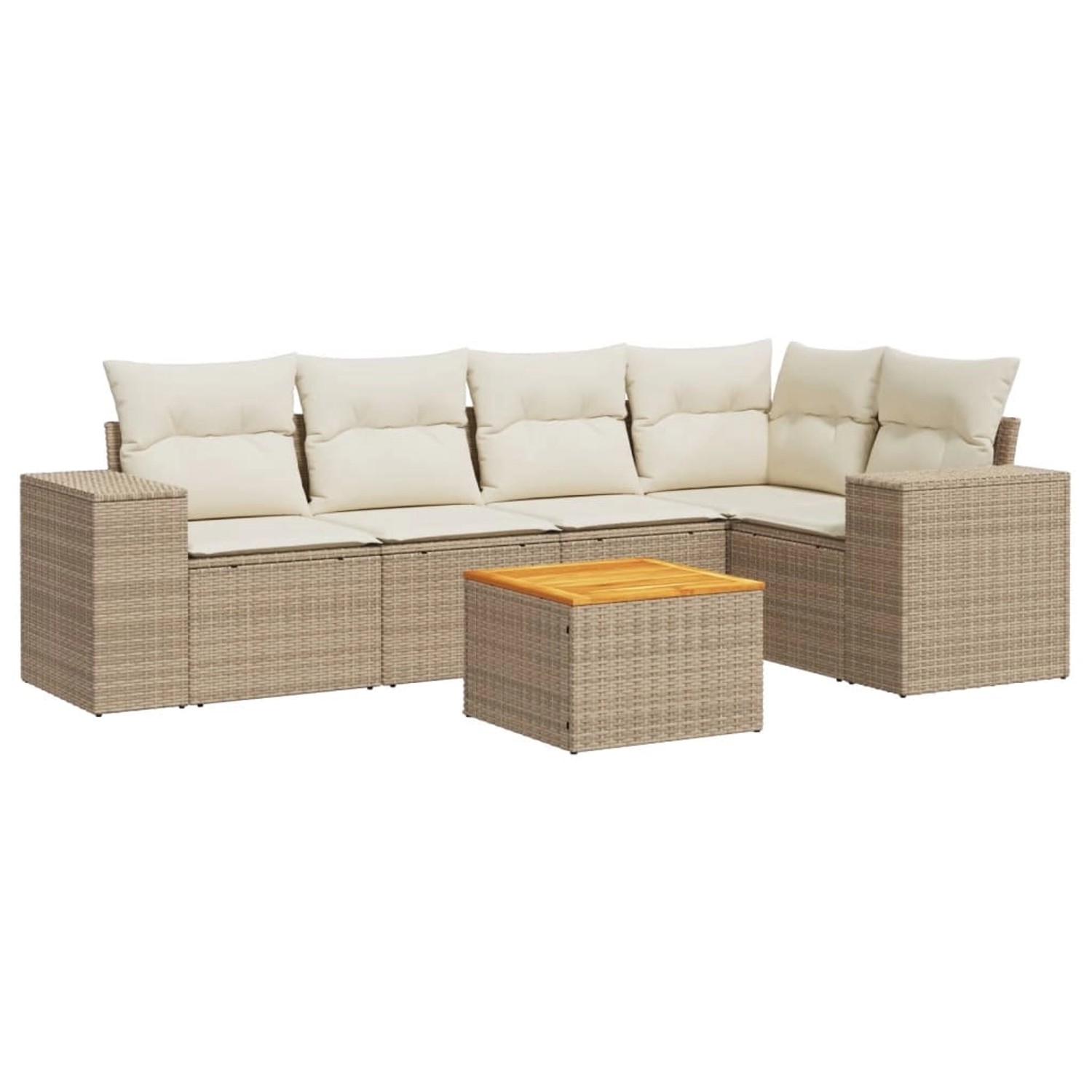 vidaXL 6-Tlg Garten-Sofagarnitur mit Kissen Beige Poly Rattan 3225435 günstig online kaufen
