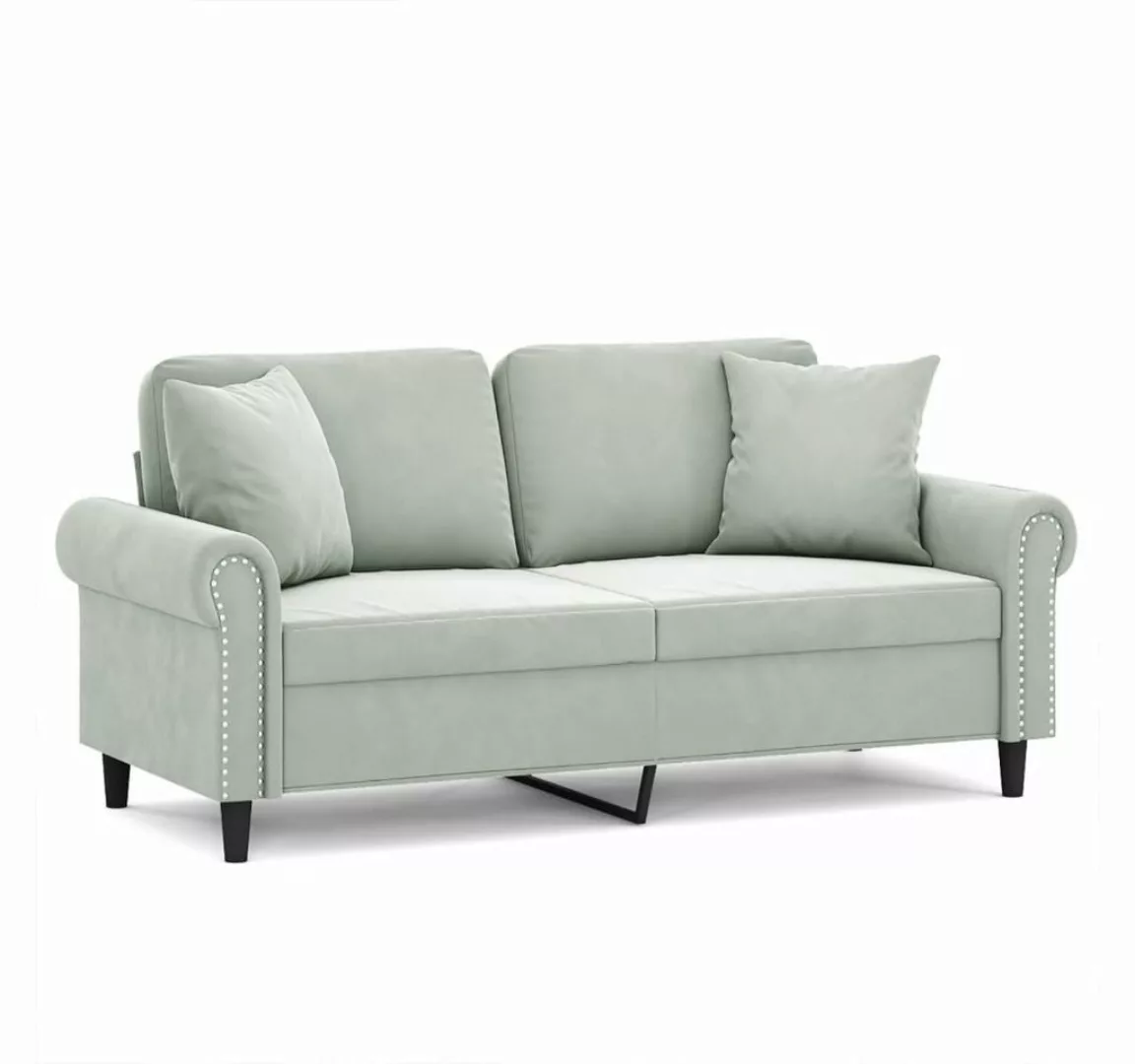 vidaXL Sofa 2-Sitzer-Sofa mit Zierkissen Dunkelgrau 140 cm Samt günstig online kaufen