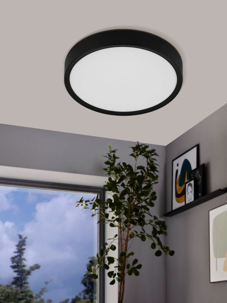 EGLO Deckenleuchte MUSURITA Deckenlampe, Wohnzimmerlampe, schwarz, günstig online kaufen