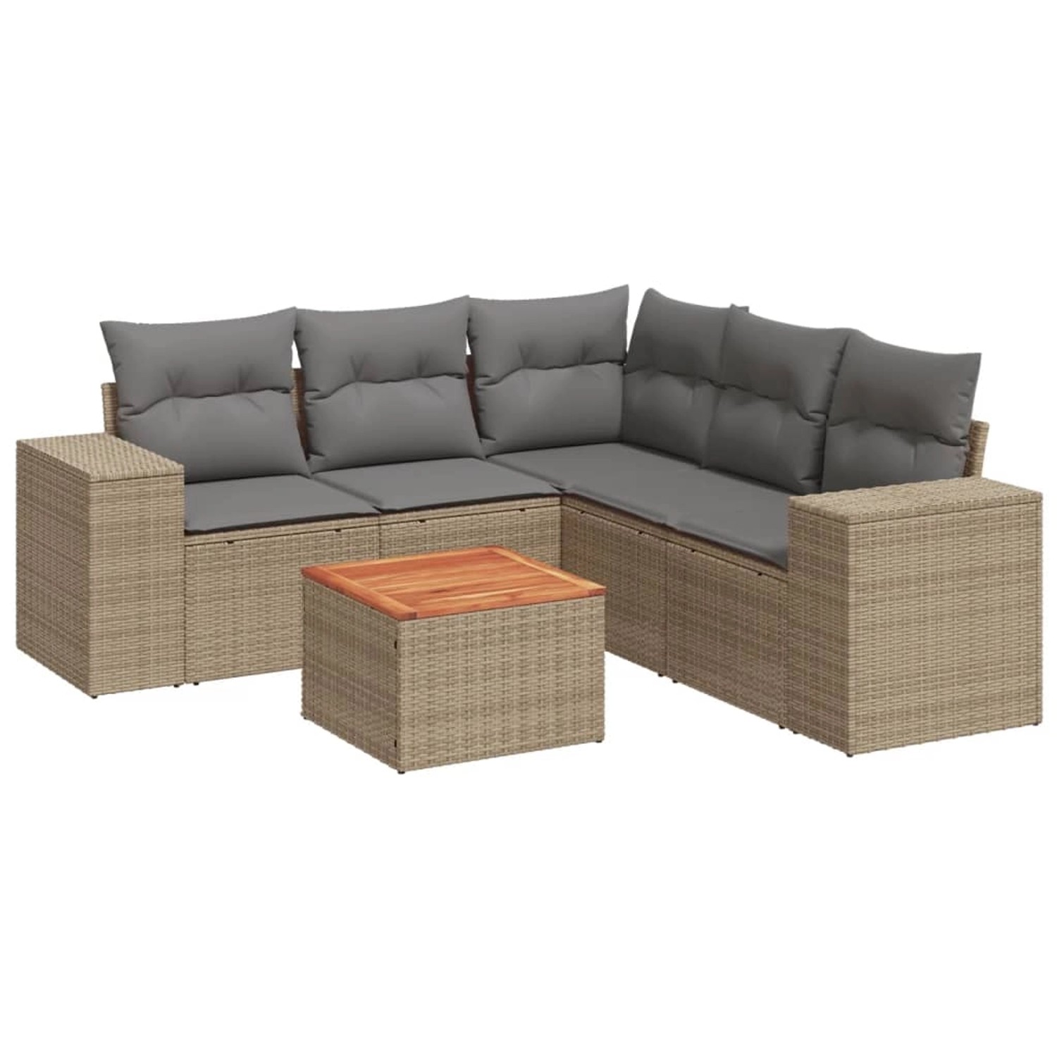 vidaXL 6-Tlg Garten-Sofagarnitur mit Kissen Beige Poly Rattan 3257774 günstig online kaufen