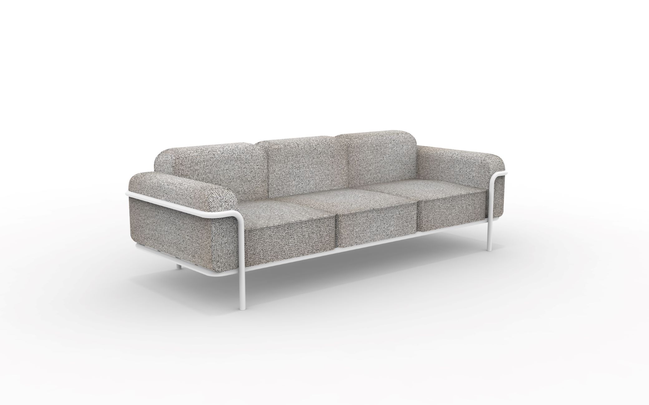 Hug 3-Sitzer Outdoor Sofa- Lounge Möbel Weiß-Braun, Matt Weiß günstig online kaufen