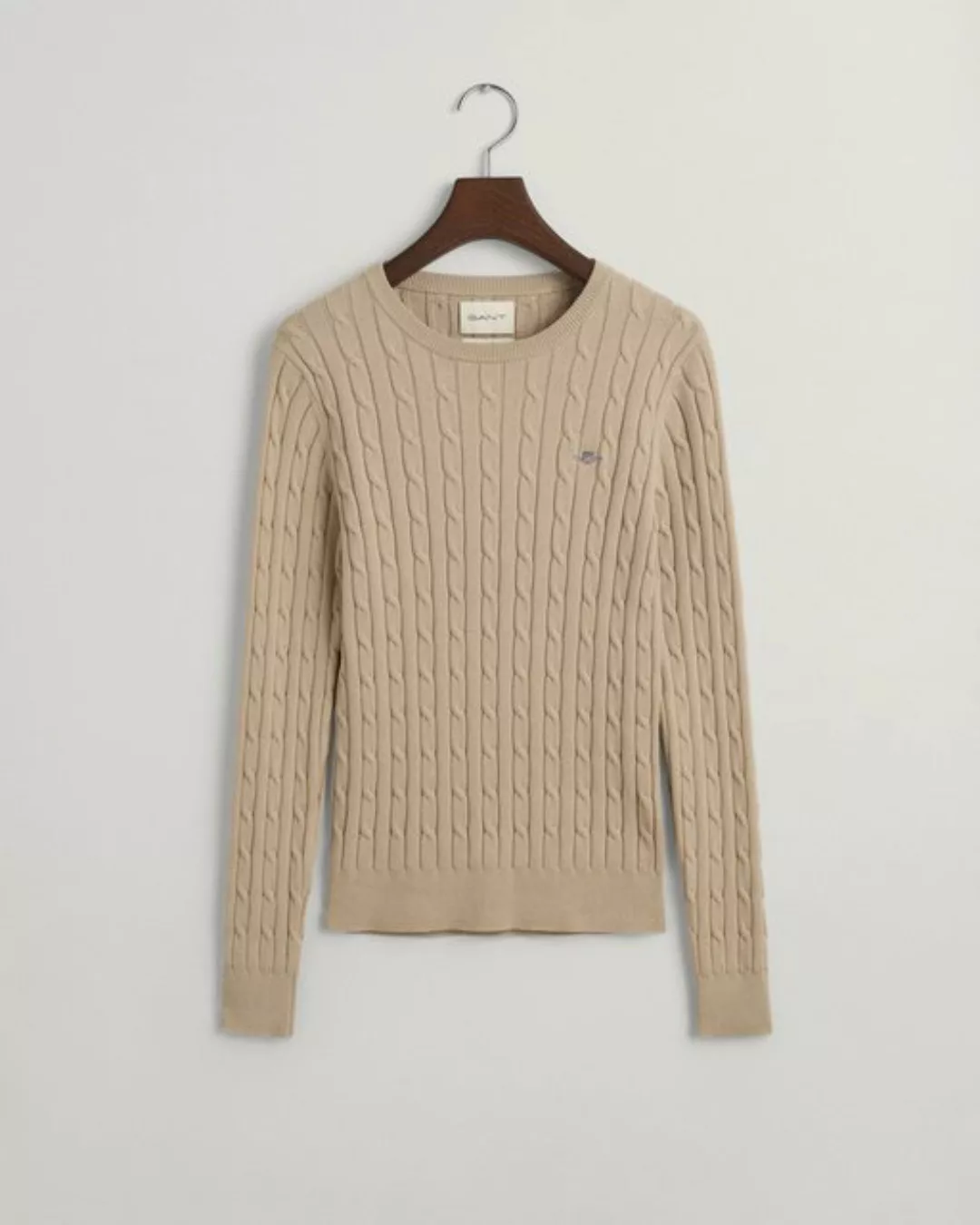 Gant Sweatshirt STRETCH COTTON CABLE C-NECK, DRY SAND günstig online kaufen