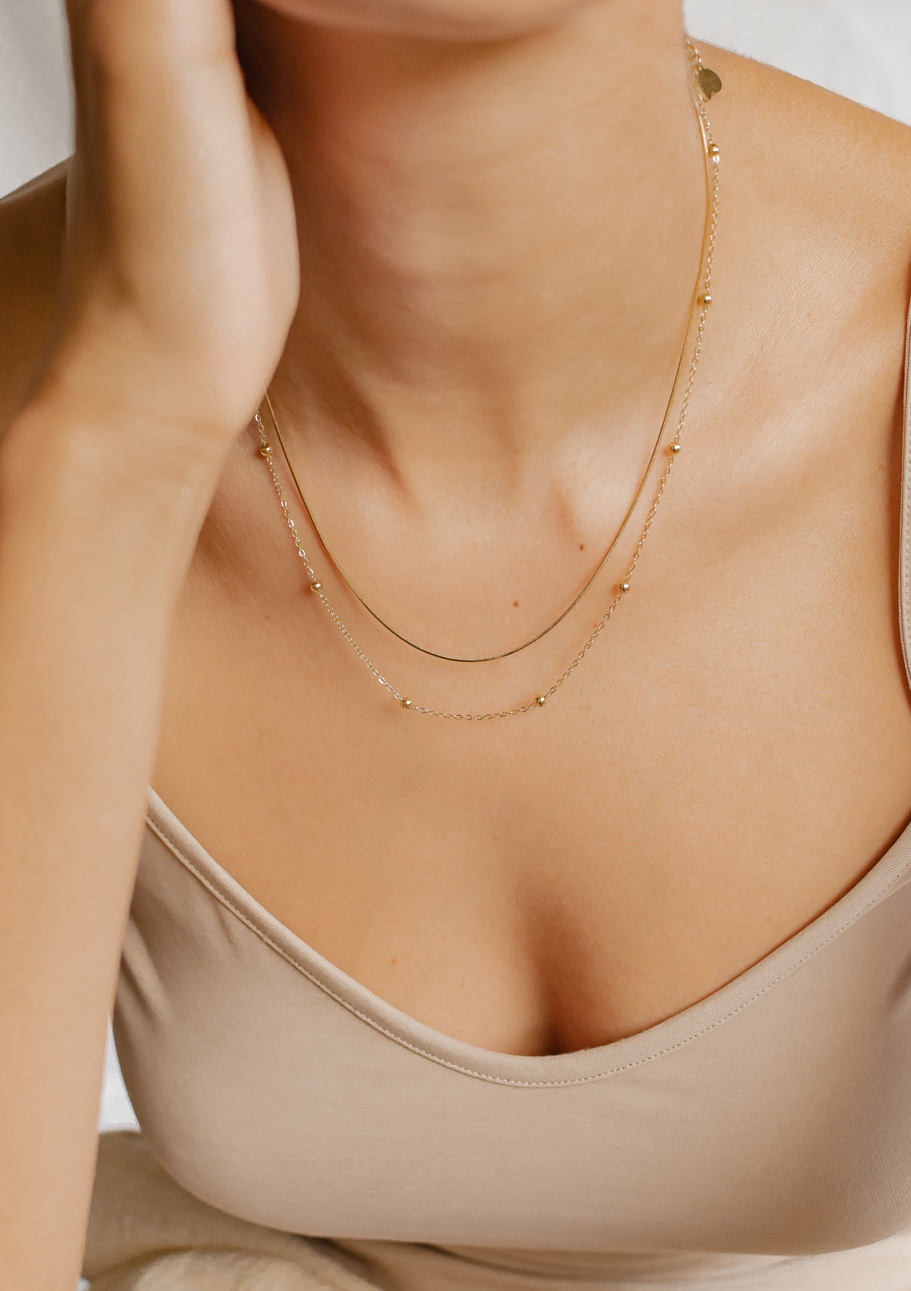 Hey Happiness Edelstahlkette Layer Kugel, 18K günstig online kaufen