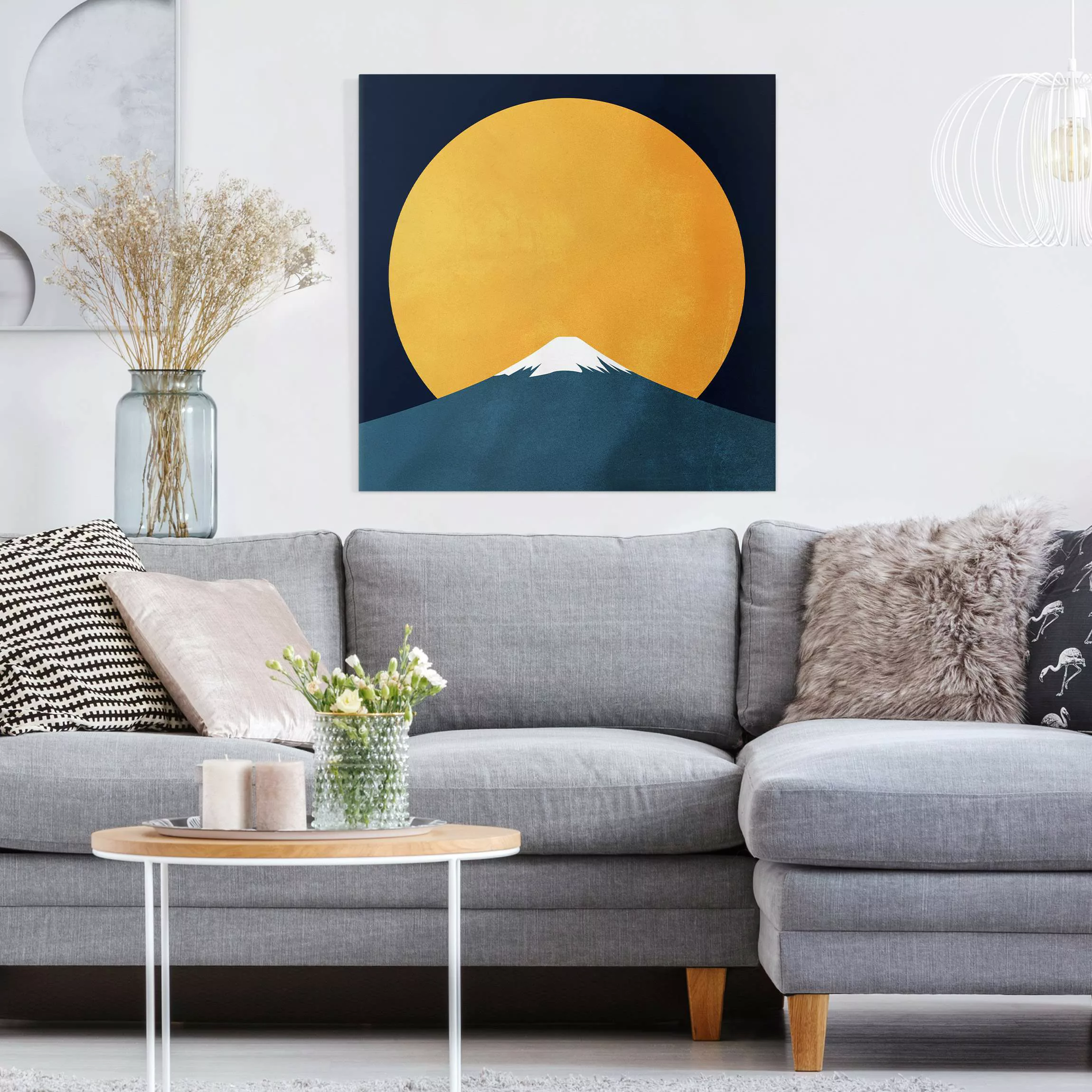 Leinwandbild Sonne, Mond und Berge günstig online kaufen