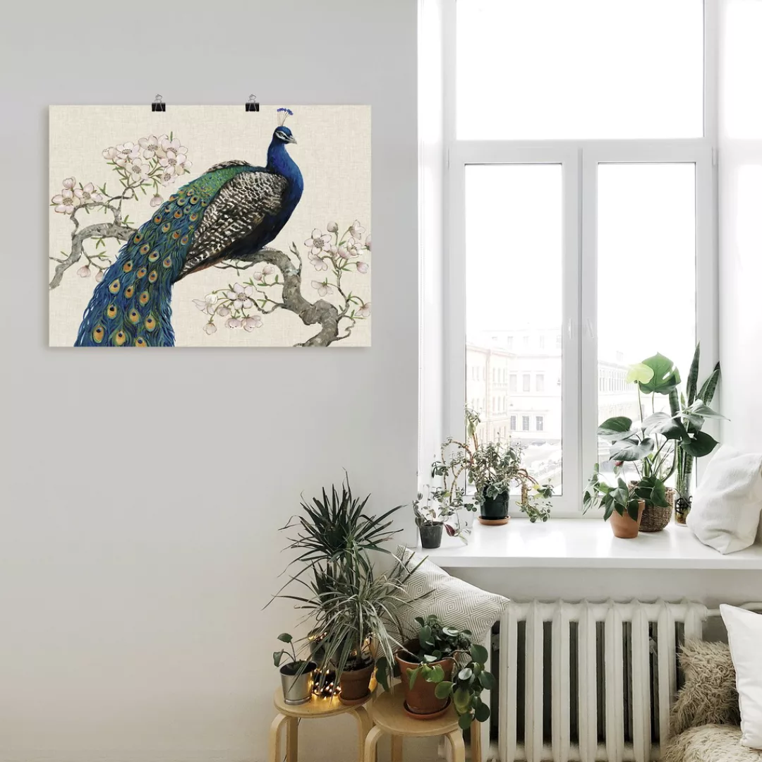 Artland Wandbild "Pfau & Blüten I", Vögel, (1 St.) günstig online kaufen