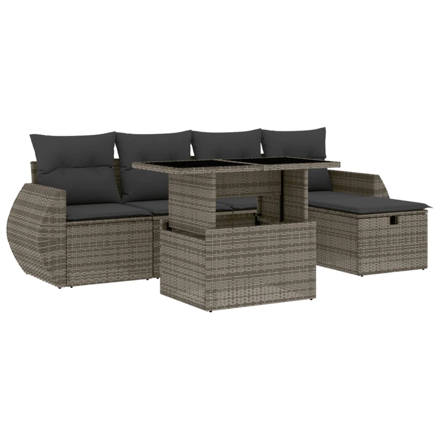 vidaXL 6-Tlg Garten-Sofagarnitur mit Kissen Grau Poly Rattan 3275130 günstig online kaufen