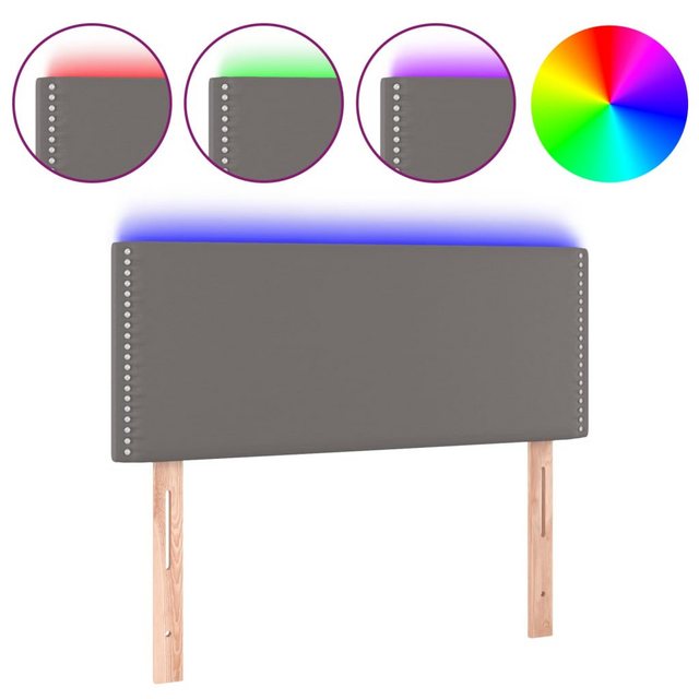 vidaXL Bett, LED Kopfteil Grau 100x5x78/88 cm Kunstleder günstig online kaufen