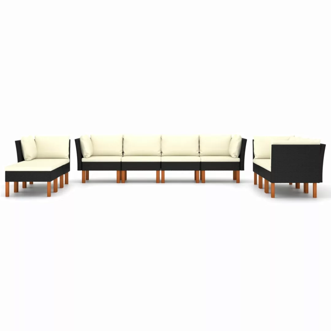 10-tlg. Garten-lounge-set Mit Kissen Poly Rattan Schwarz günstig online kaufen