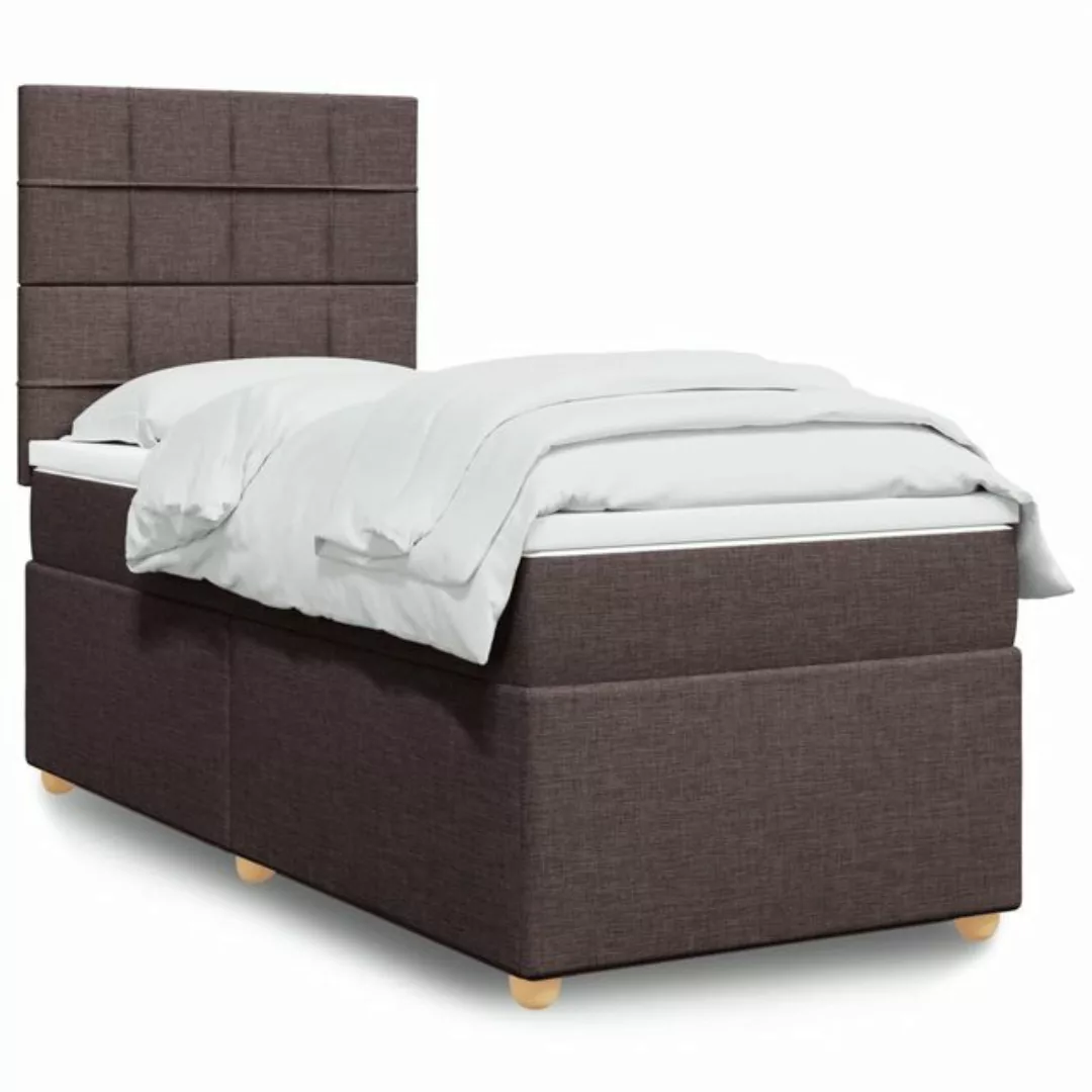 vidaXL Boxspringbett, Boxspringbett mit Matratze Dunkelbraun 100x200 cm Sto günstig online kaufen