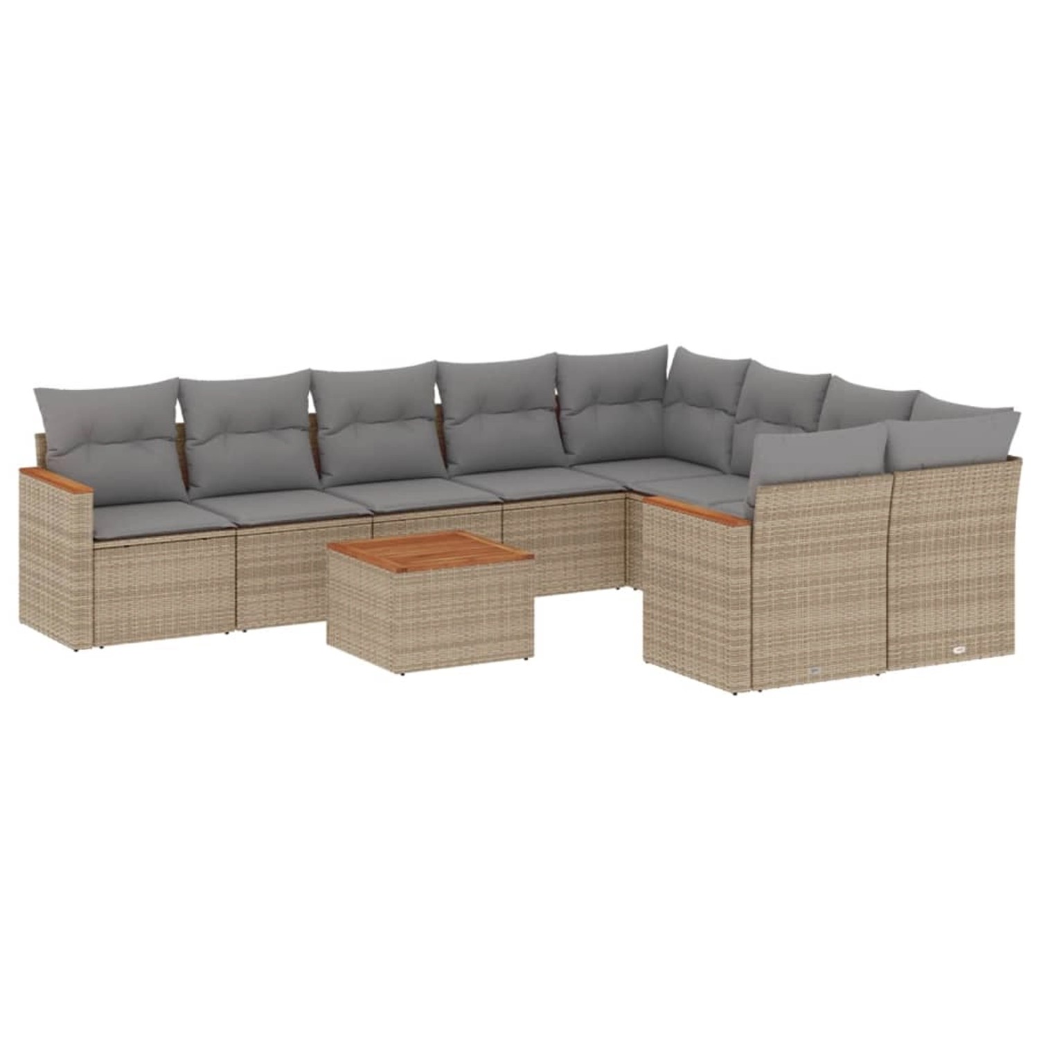 vidaXL 10-Tlg Garten-Sofagarnitur mit Kissen Beige Poly Rattan 3226311 günstig online kaufen