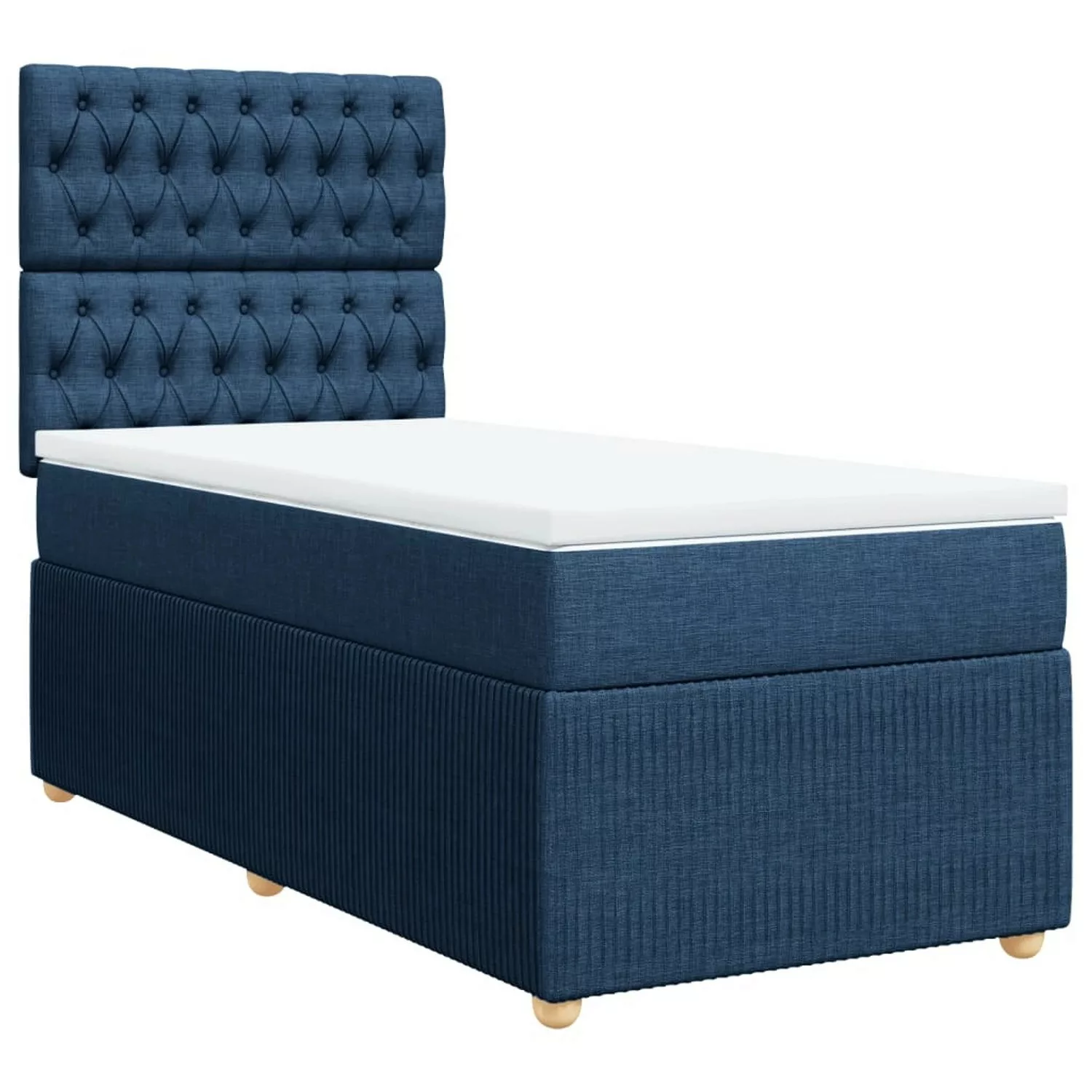 vidaXL Bett Boxspringbett mit Matratze Blau 90x190 cm Stoff günstig online kaufen