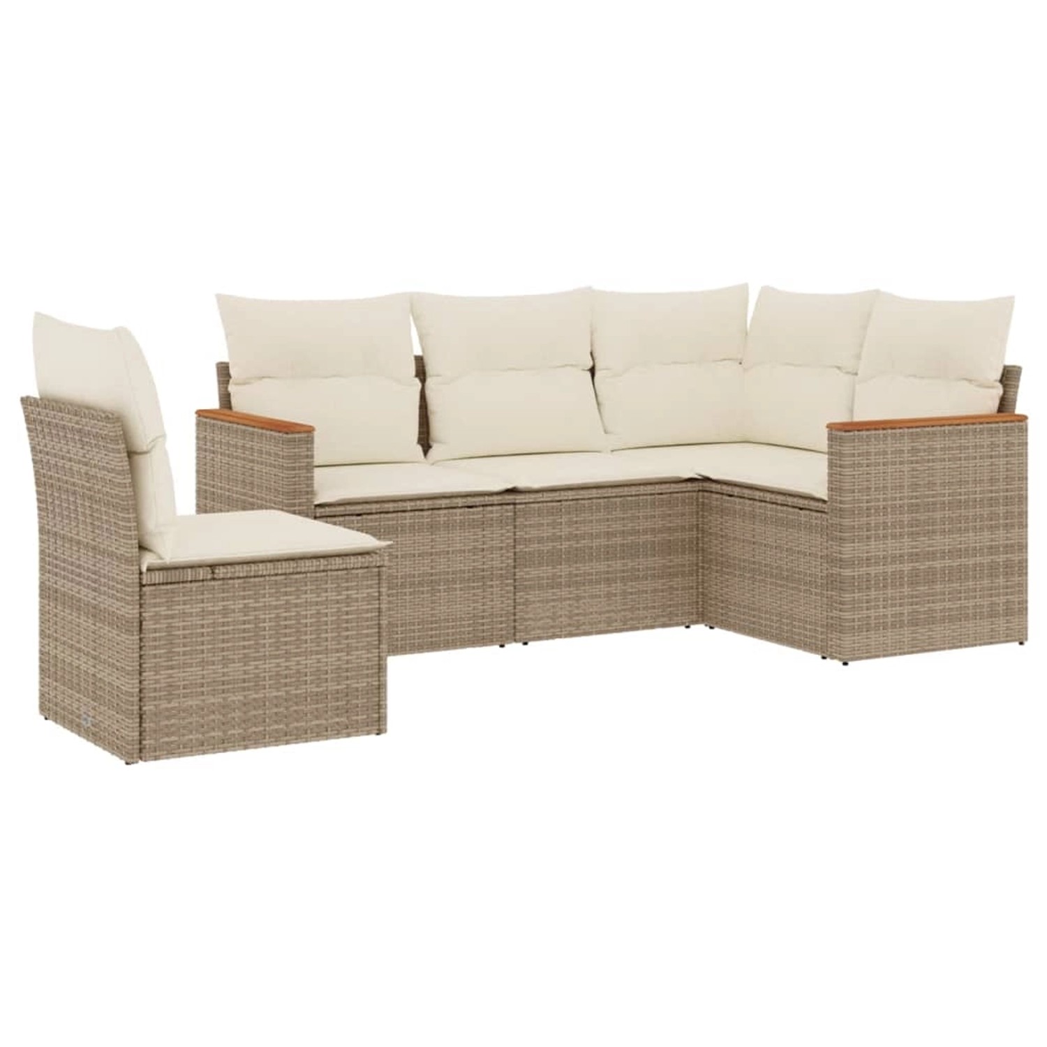 vidaXL 5-Tlg Garten-Sofagarnitur mit Kissen Beige Poly Rattan 3258376 günstig online kaufen