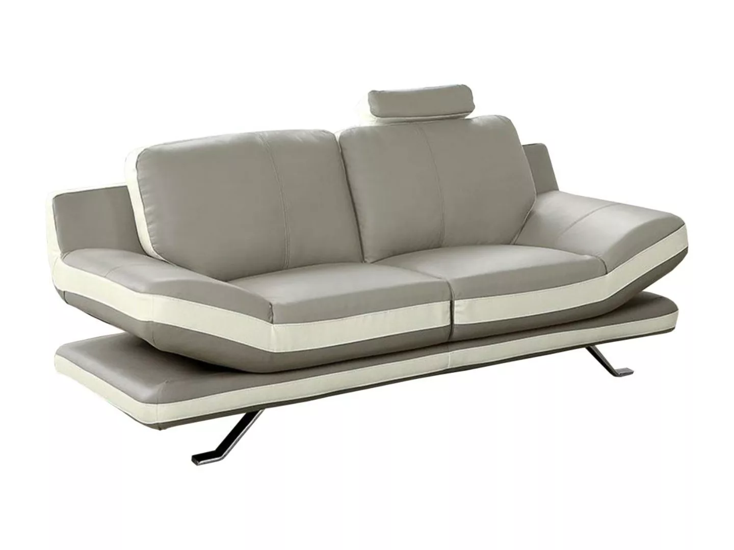 Ledersofa 2-Sitzer LATIKA - Beige & Elfenbein günstig online kaufen