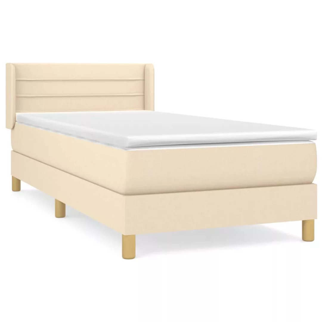 Vidaxl Boxspringbett Mit Matratze Creme 90x200 Cm Stoff günstig online kaufen