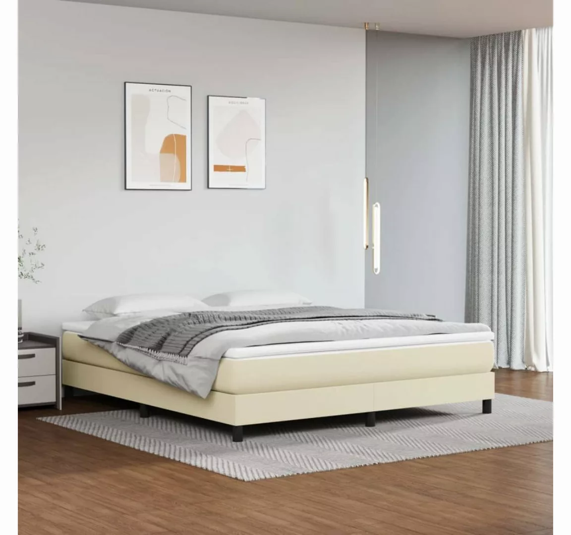 vidaXL Bett, Bettgestell Creme 160x200 cm Kunstleder günstig online kaufen