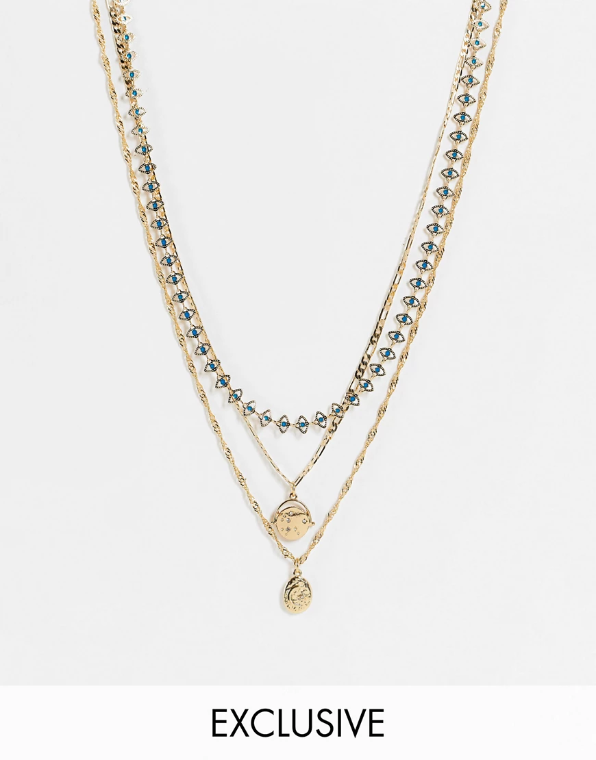 Reclaimed Vintage Inspired – Halsketten in Gold-Optik mit kosmischen Anhäng günstig online kaufen