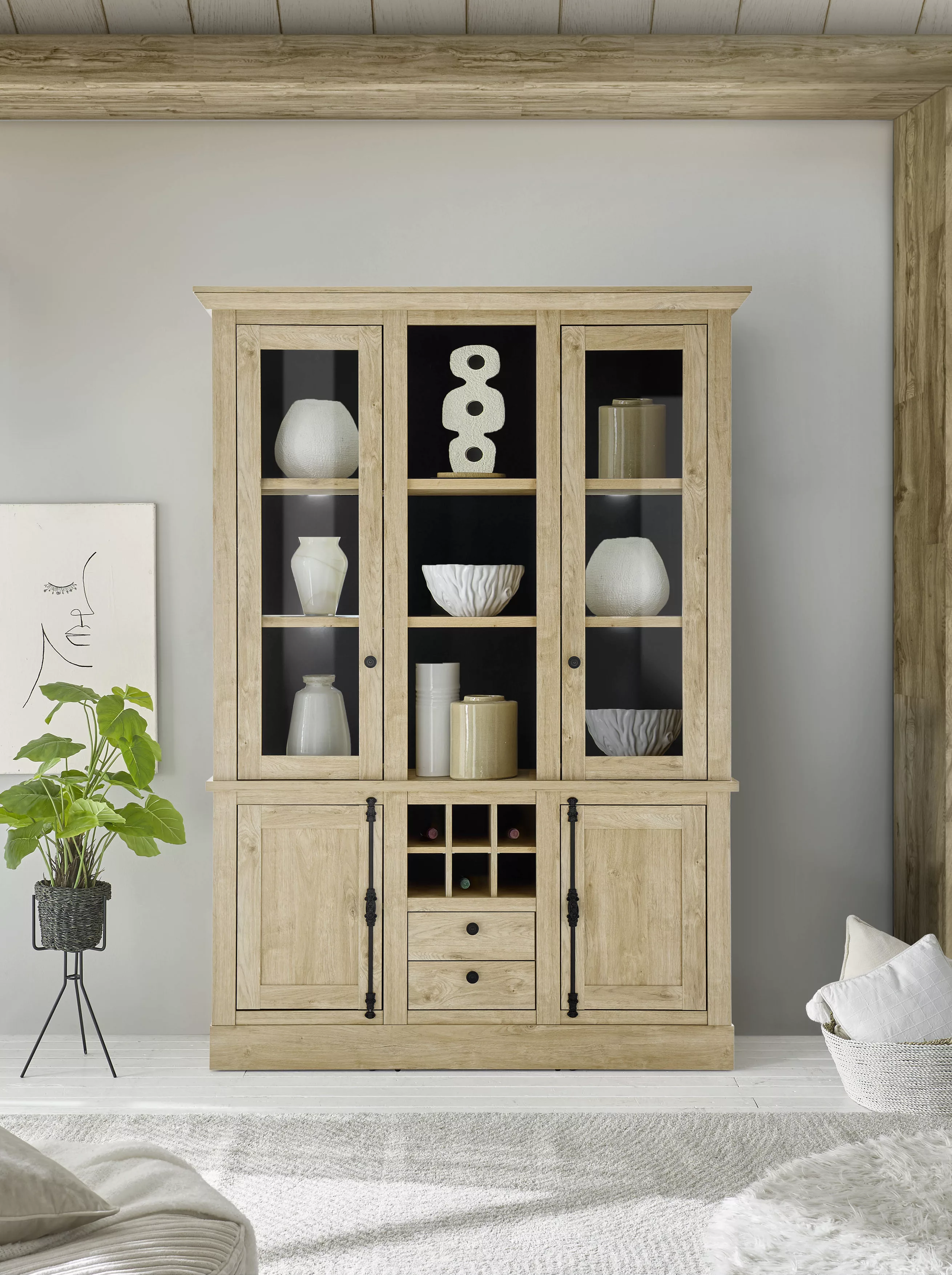 Home affaire Vitrine "Cornwall, Hochschrank im Landhausstil, Glasvitrine, E günstig online kaufen