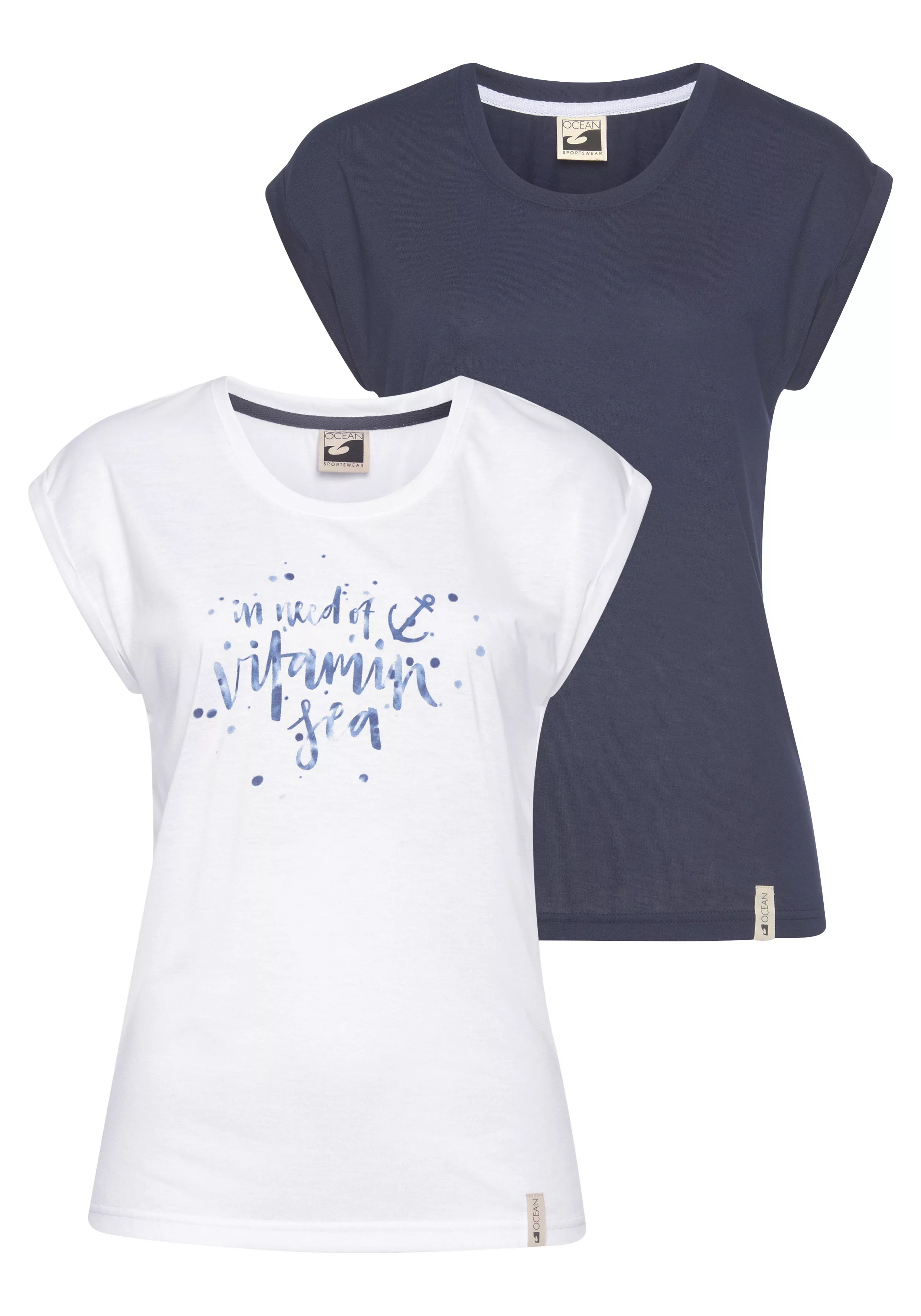 Ocean Sportswear T-Shirt, (Packung, 2 tlg., 2er-Pack), Kurzarm mit Aufschla günstig online kaufen