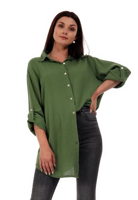 YC Fashion & Style Hemdbluse Bluse Oversized Long bluse Herrlich weicher Mu günstig online kaufen