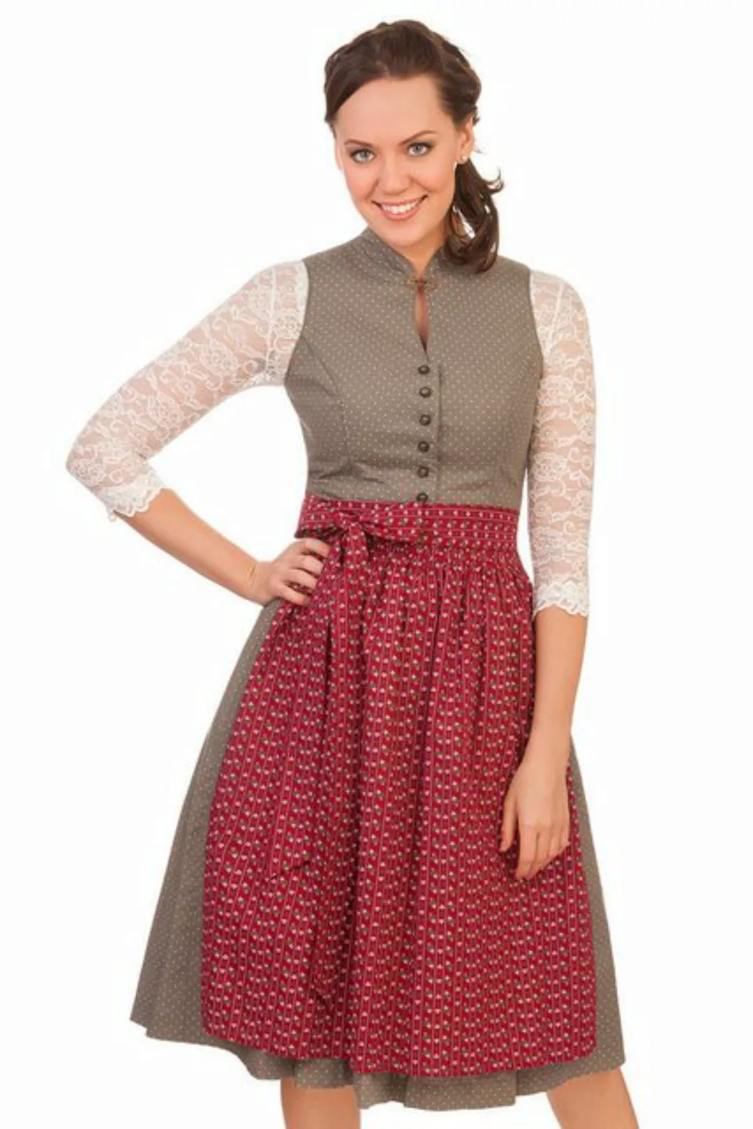 Alpenfee Tracht Dirndl Midi Dirndl 2tlg. - NORA - oliv günstig online kaufen