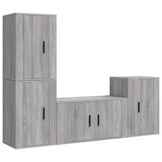 furnicato TV-Schrank 4-tlg. TV-Schrank-Set Grau Sonoma Holzwerkstoff günstig online kaufen