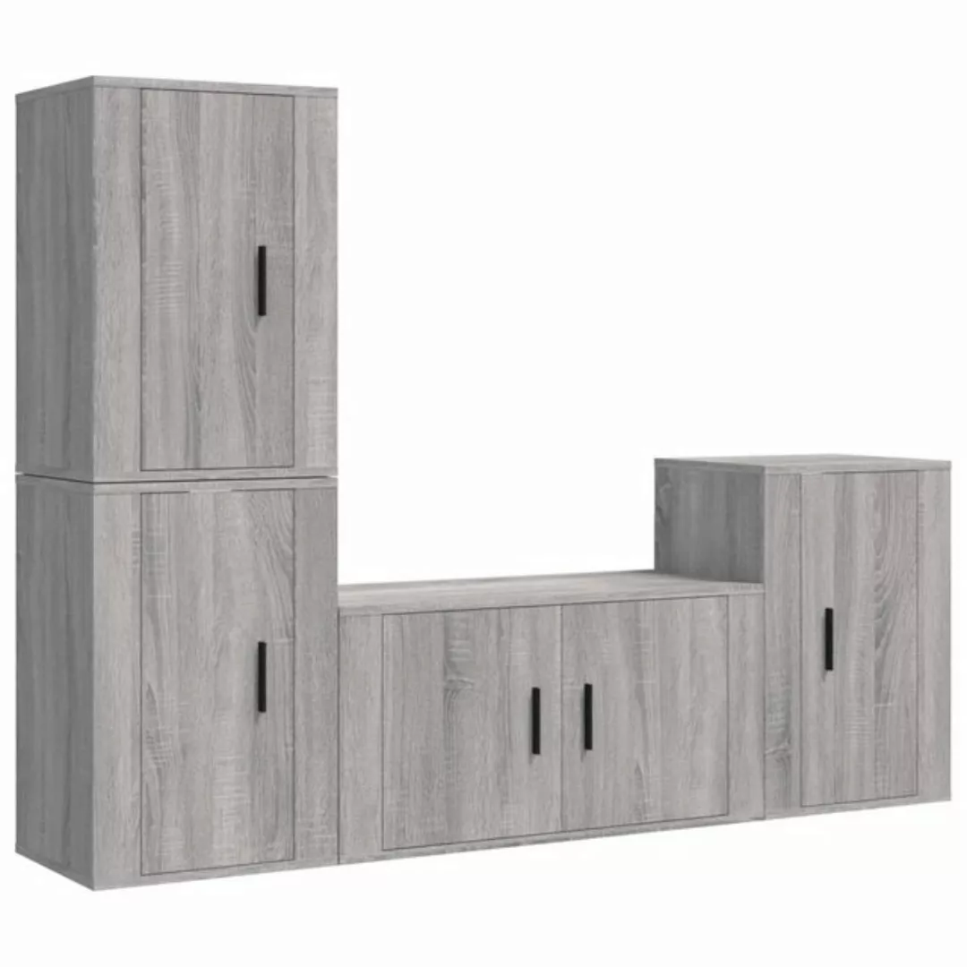 furnicato TV-Schrank 4-tlg. TV-Schrank-Set Grau Sonoma Holzwerkstoff (1-St) günstig online kaufen