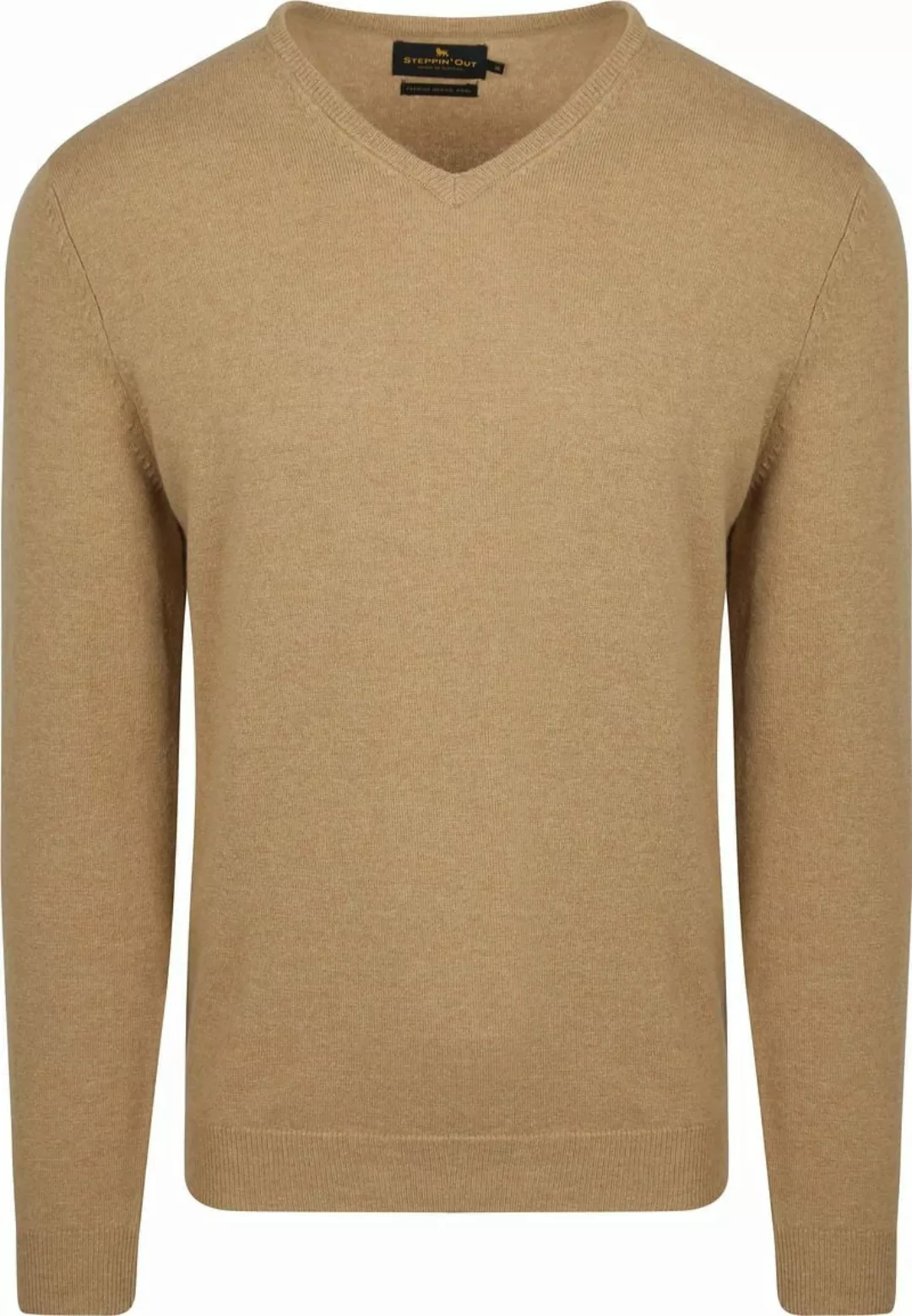 Steppin' Out Pullover V-Ausschnitt Merinowolle Beige - Größe XXL günstig online kaufen