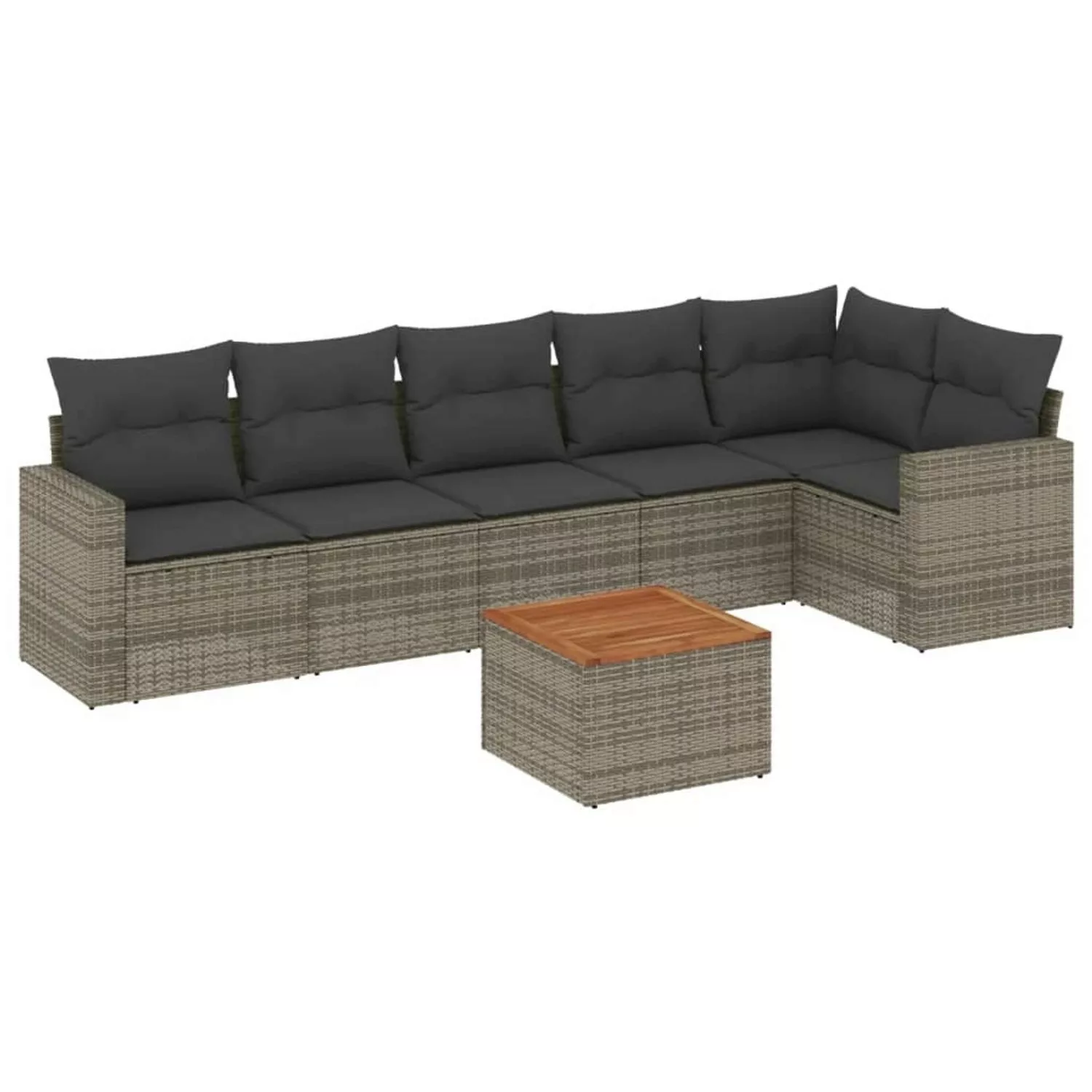 vidaXL 7-tlg Garten-Sofagarnitur mit Kissen Grau Poly Rattan Modell 42 günstig online kaufen