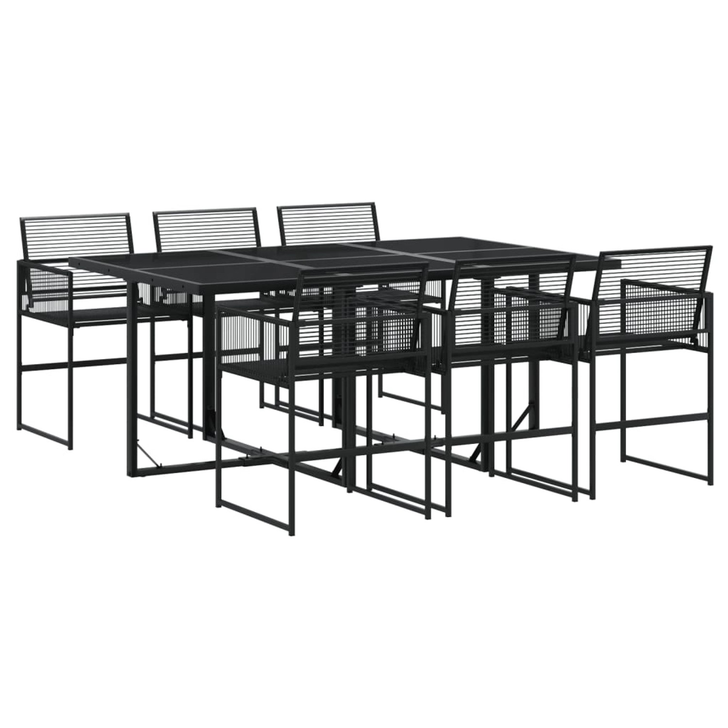 vidaXL 7-tlg Garten-Essgruppe Schwarz Poly Rattan Modell 17 günstig online kaufen