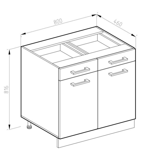 Vicco Unterschrank R-Line, Weiß/Anthrazit, AP Marmor günstig online kaufen