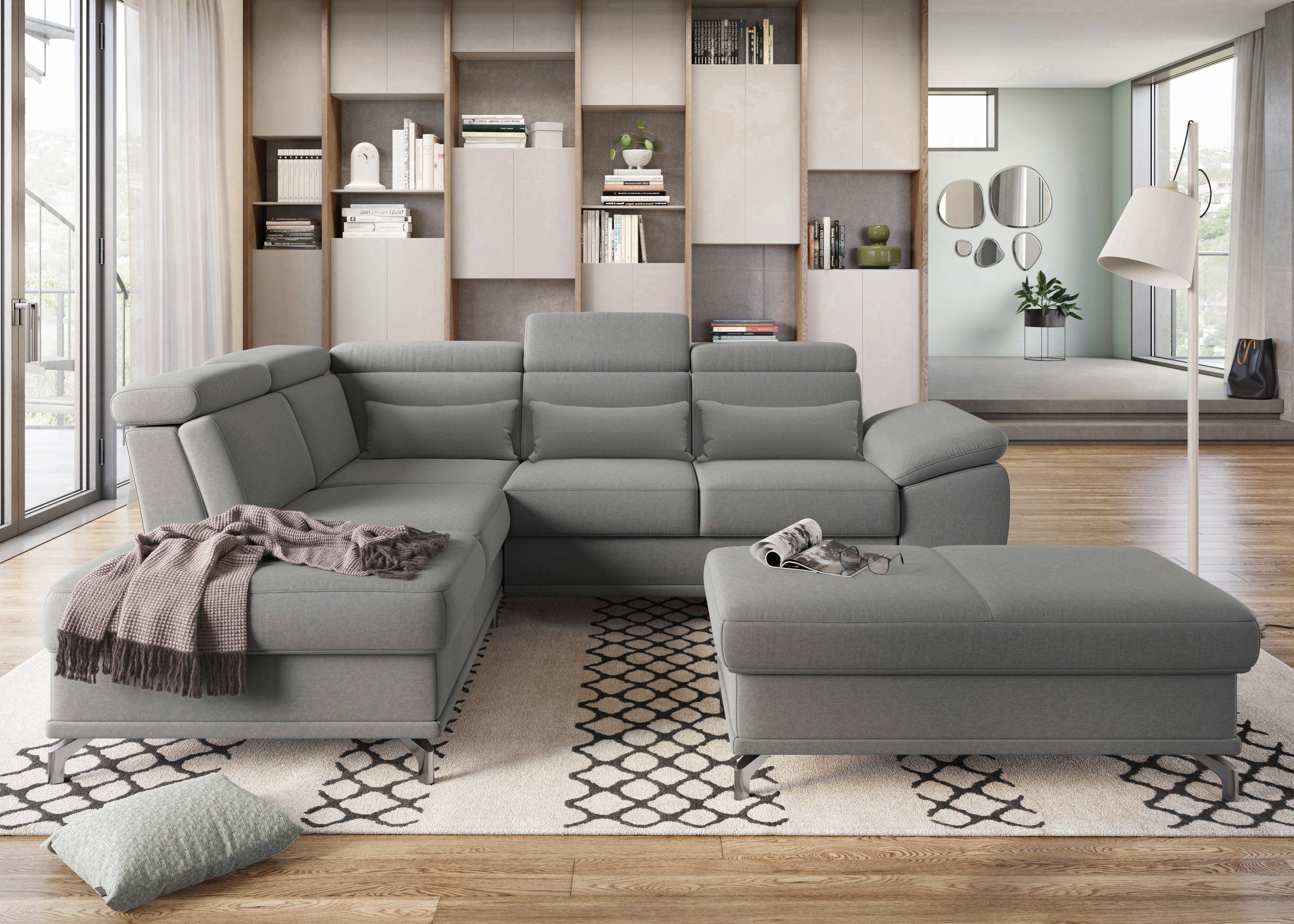sit&more Ecksofa "Cabrio L-Form, mit Sitztiefenverstellung, Arm- und Kopfte günstig online kaufen