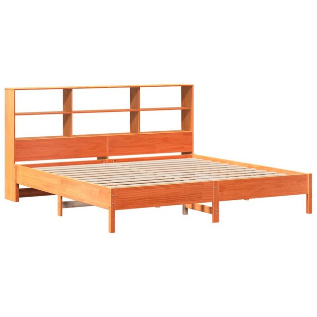 vidaXL Bett Massivholzbett mit Regal ohne Matratze Wachsbraun 200x200 cm günstig online kaufen