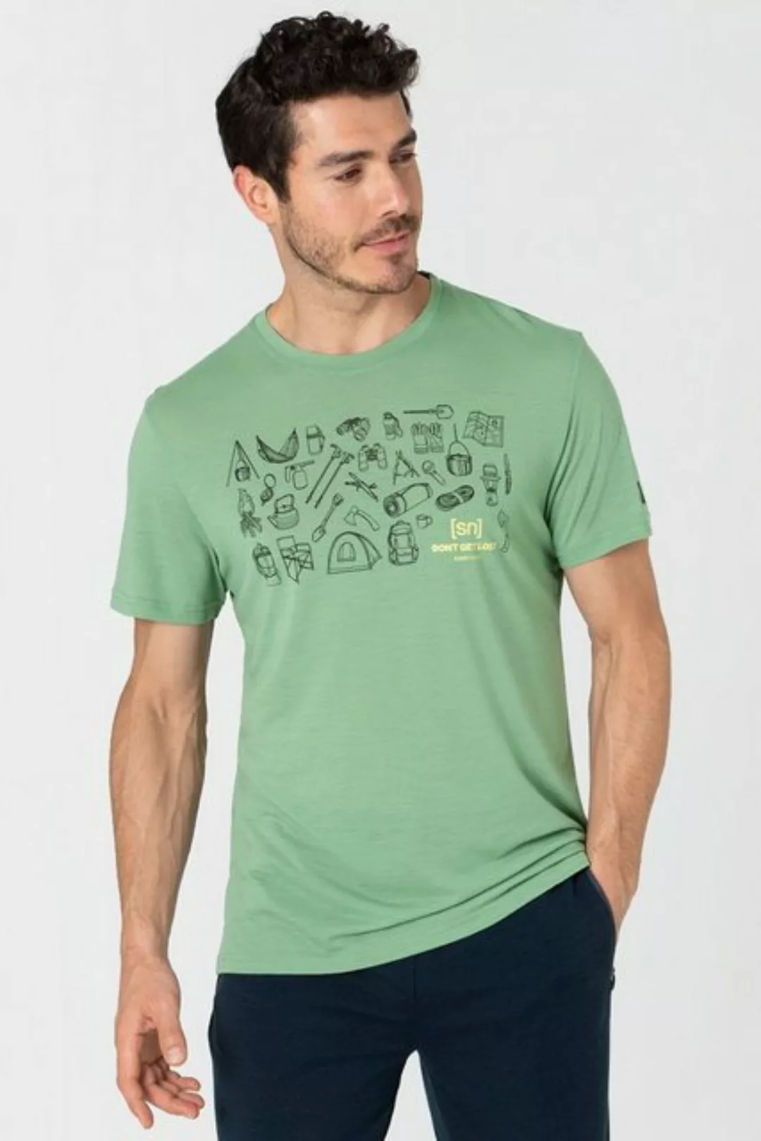 SUPER.NATURAL Print-Shirt Merino T-Shirt M DONT GET LOST TEE geruchshemmend günstig online kaufen