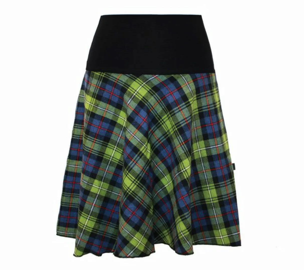 dunkle design A-Linien-Rock Wolltuch Tartan Grün 57cm elastischer Bund günstig online kaufen