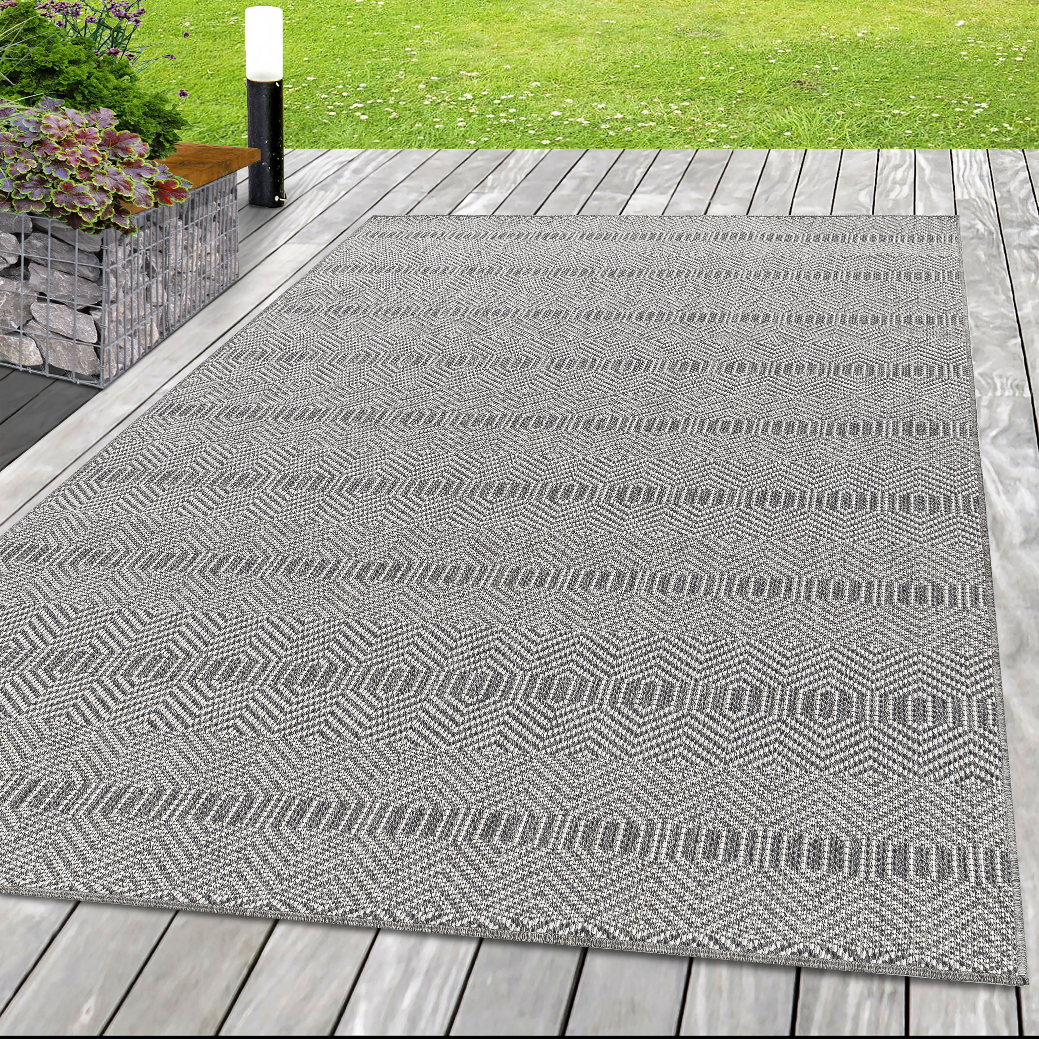 Ayyildiz In- und Outdoor-Teppich Aruba 4903 Grau 80 cm x 150 cm günstig online kaufen